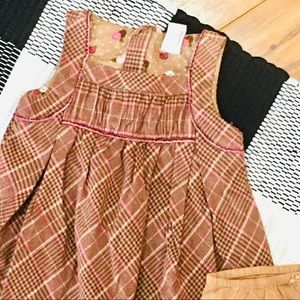 Gap girl velour velvet dress brown tweed plaid Easter Autumn bloomers 4